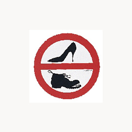 Aufkleber, Etikett, PVC, rund, 135mm,  Motiv "Schuhe verboten"