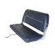 Klappsitz Doppelbank Sitzbank, ca. 90 cm, Vinyl Sitz, Klapplehne, dunkelblau mit weisser Naht