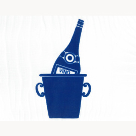 Spassflagge Weinflasche in Weinkühler, blau/weiss, ca. 30 x 45 cm (Weinfahne)