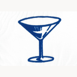 Spassflagge Sektglas, Champagnerschale, Cocktailglas, blau/weiss, ca. 20 x 30 cm (Sektschalefahne)